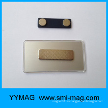 Placa de identificación magnética de plástico rectangular en blanco